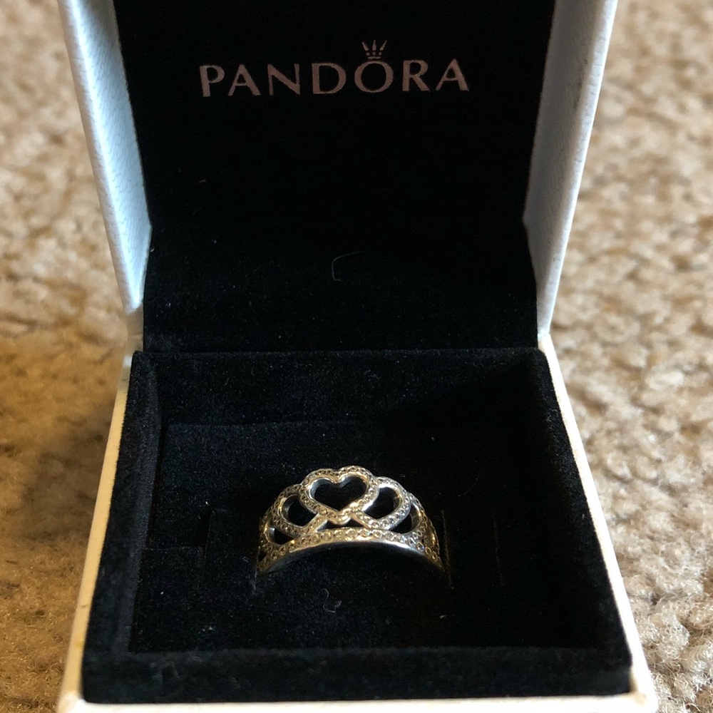 Hearts Tiara Ring (Clear CZ)